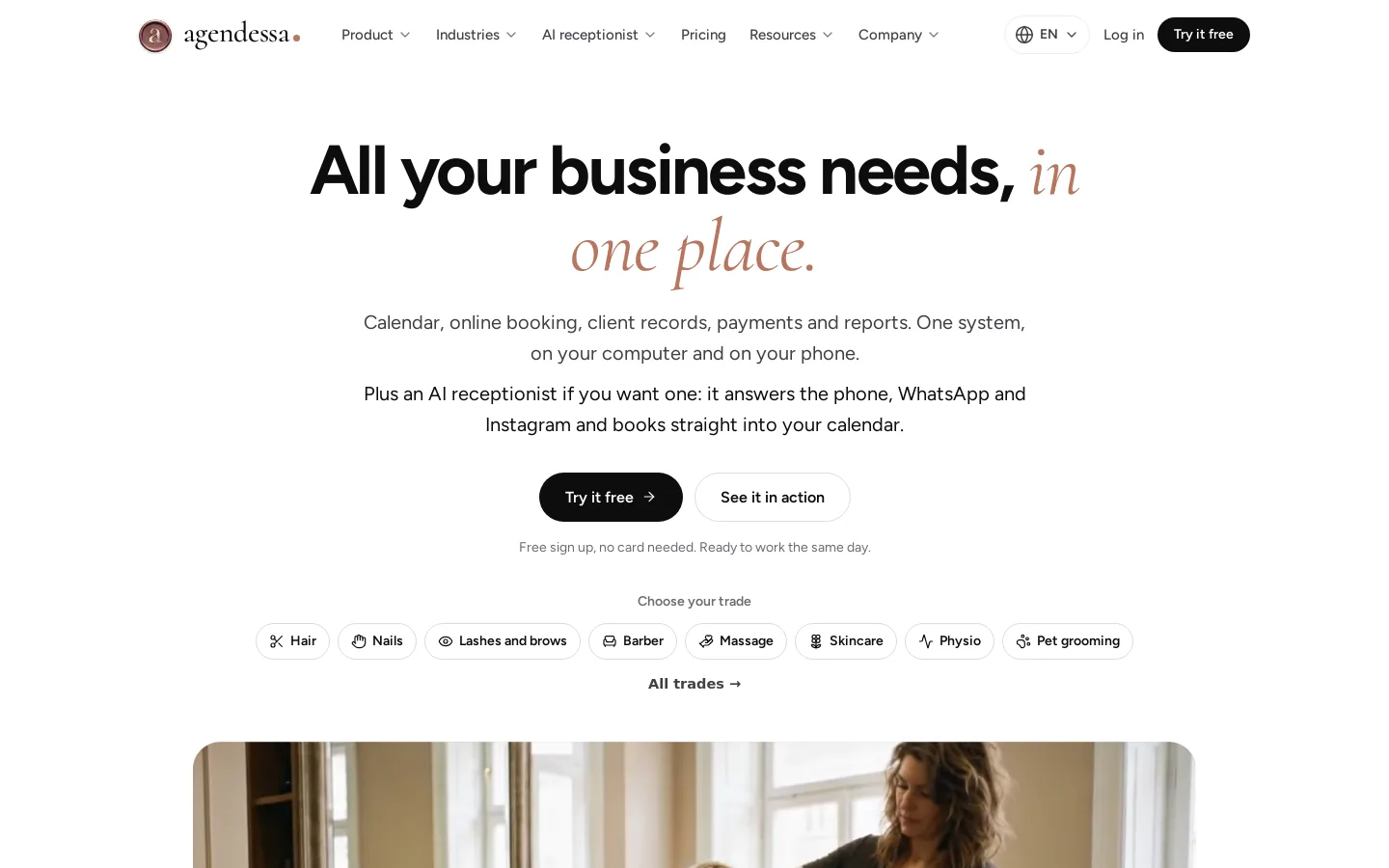 The agendessa.com home page