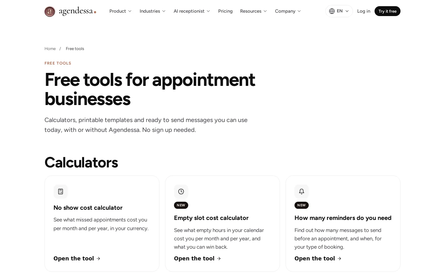 Free tools: calculators and PDF templates
