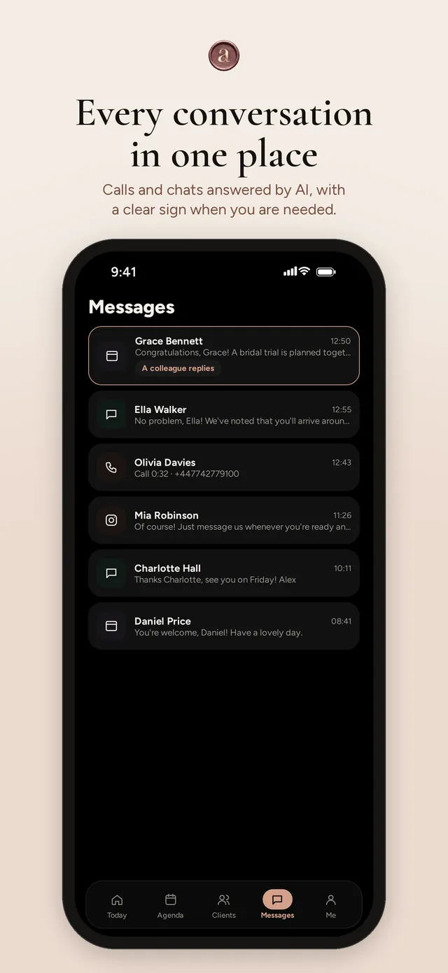 Every conversation in one place, calls and chats