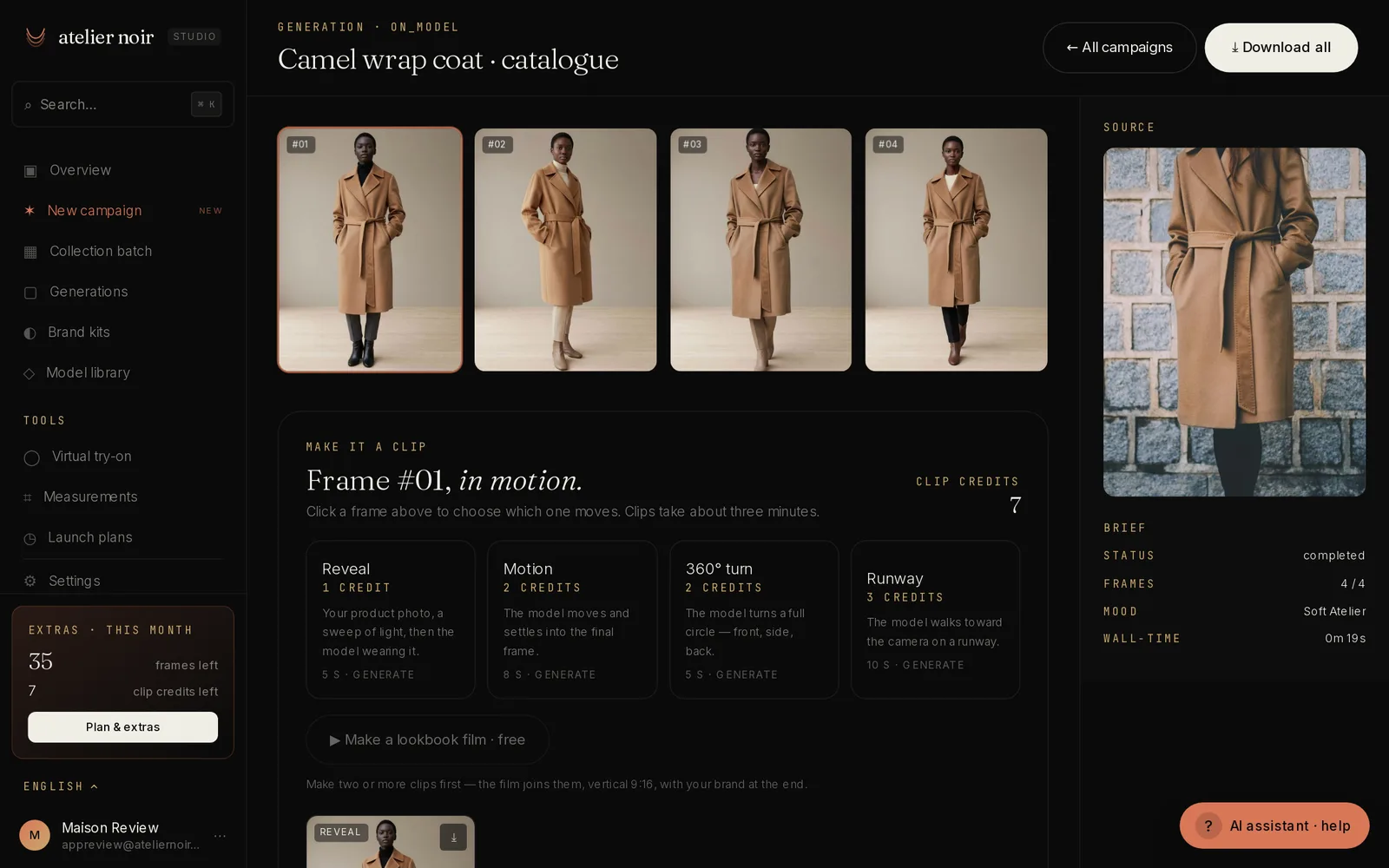 Web studio — the finished campaign, with video clips one click away