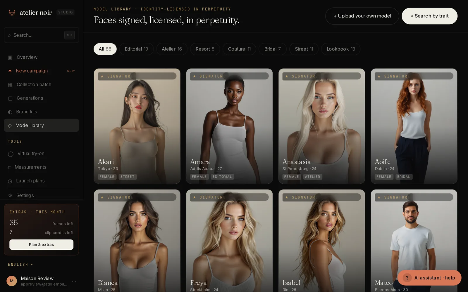 Model library with licensed rights