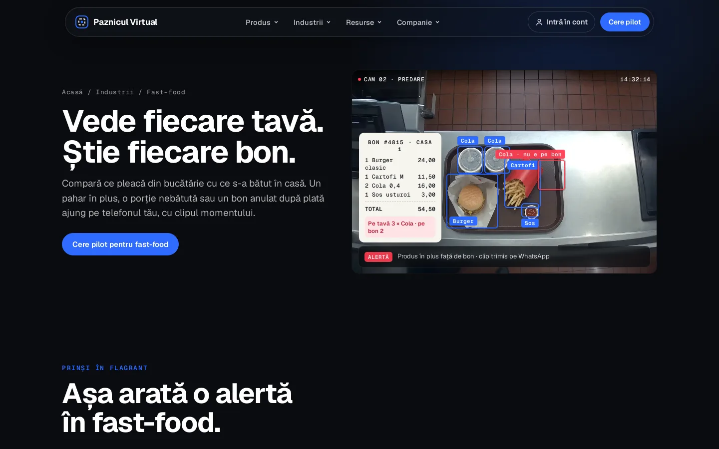 Her sektör için bir sayfa, burada fast food: her tepsi fişle kontrol edilir