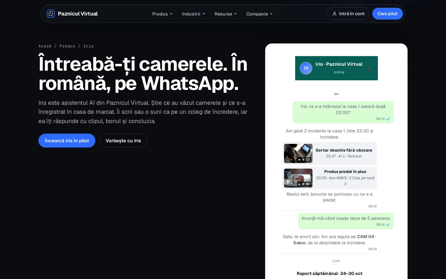 Iris, AI asistanı: WhatsApp üzerinden, Romen dilinde sor ve klip ile fişi al