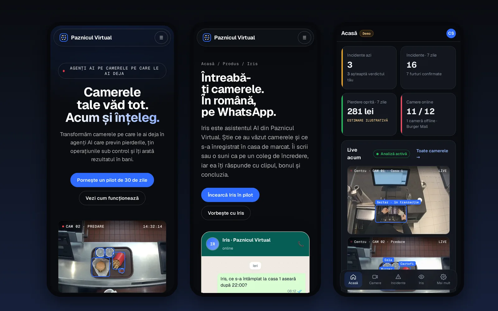 Telefonda: web sitesi, Iris ve pano